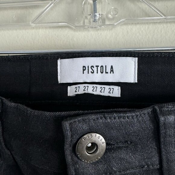 Pistola Jeans Womens Size 27 Aline Coated High Rise Skinny in Black Coated Onyx - Picture 7 of 16